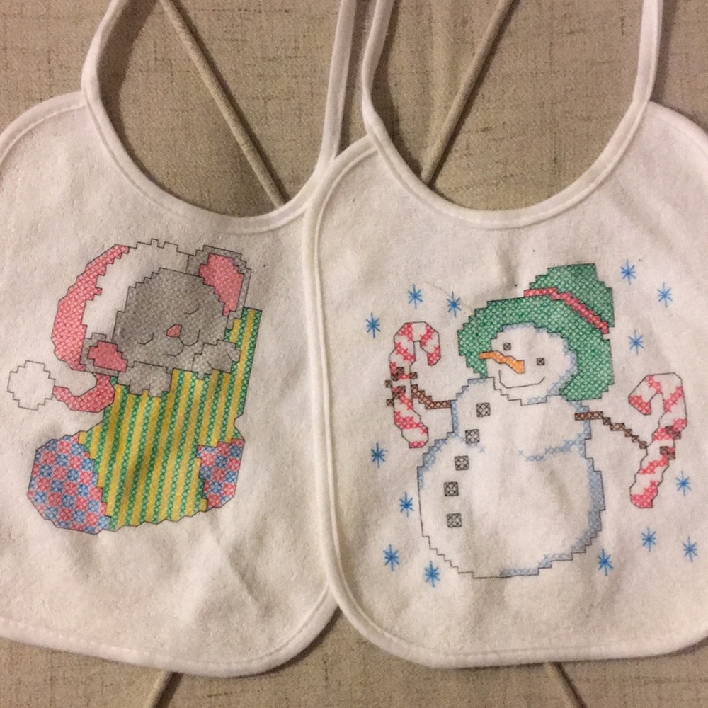 Handmade Cross Stich Baby Bibs